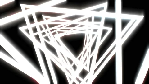 Bright glow neon light triangles on black color. Stock Footage 118853841