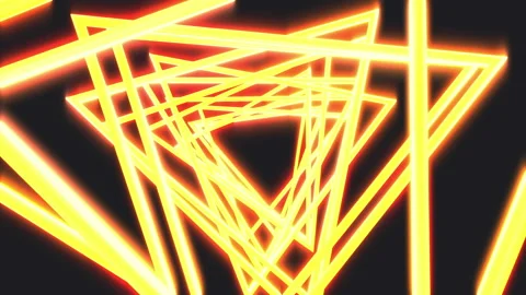 Bright glow neon light triangles on black color. Stock Footage 118853879