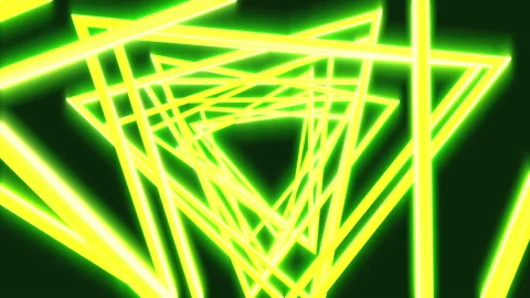 Bright glow neon light triangles on black color. Stock-Footage 118853976