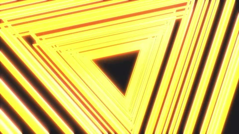 Bright glow neon light triangles on black color. Stock Footage 118854216