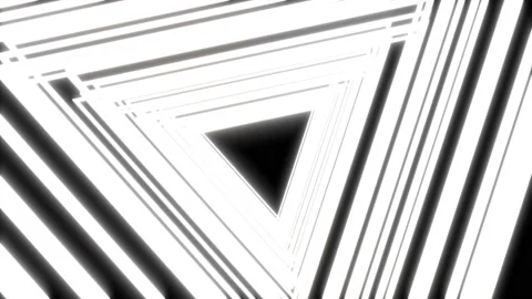 Bright glow neon light triangles on black color. Stock Footage 118854217