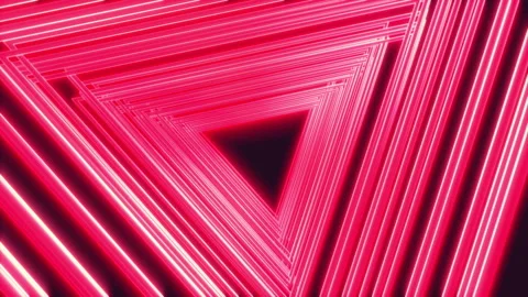 Bright glow neon light triangles on black color. Stock Footage 118854346