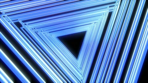 Bright glow neon light triangles on black color. Stock Footage 118854483