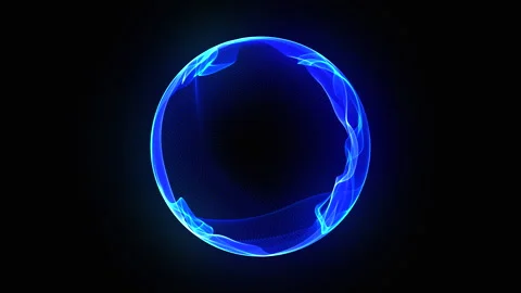 Bright glowing 3d sphere of blue seamlessly flowing energy waves. Stock Footage 268023463