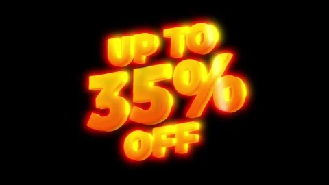 Bright glowing 3D text reading “Up to 35% Off” Stock Footage 314528657