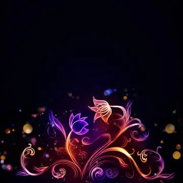 Bright Glowing Abstract Floral Pattern Stock Illustration