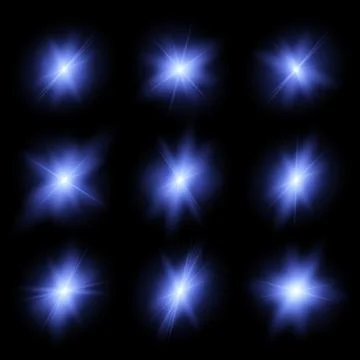 Bright glowing blue flashes in the dark 库存插图