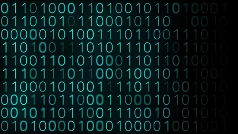 Bright glowing blue neon tech motion background with binary code numbers Stock Footage 278164020