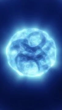 Bright glowing blue plasma core with swirling energetic patterns radiating .. Stock Illustration