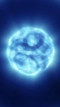 Bright glowing blue plasma core with swirling energetic patterns radiating .. Stock Illustration