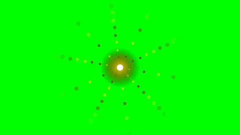 A bright glowing center point with scattered particles on a green background Stock Footage 340264847