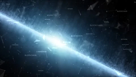 Bright glowing cyber space with word cloud loop animation Stock Footage 345053527