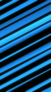 Bright glowing diagonal blue neon stripes with sharp contrast against a dark  库存插图