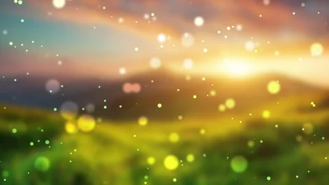 Bright glowing dots in sunset-inspired visuals Stock Footage 244780388