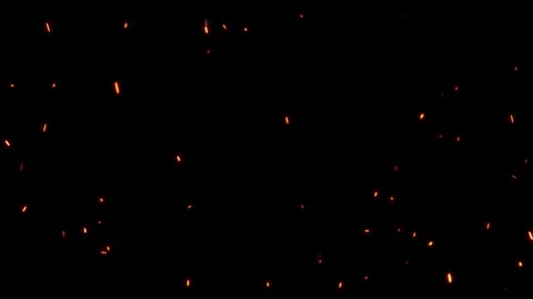 Bright glowing fire particles rising fast in a fiery sky with smoke Video stock 302205856