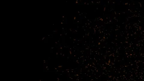 Bright glowing fire particles rising fast in a fiery sky with smoke Stock-Footage 302205885