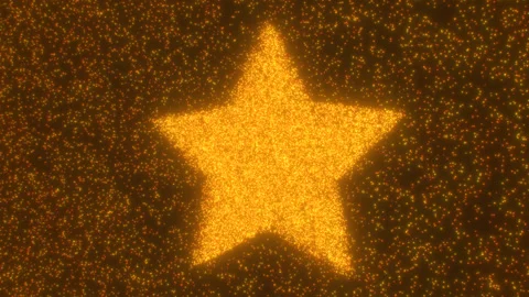 Bright Glowing Five Point Star Shape Composed Of Tiny Sparkle Lights Stock Footage 309377803