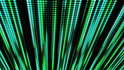 Bright glowing green diodes. Movement falling down festive illumination lines. Stock Footage 246532653