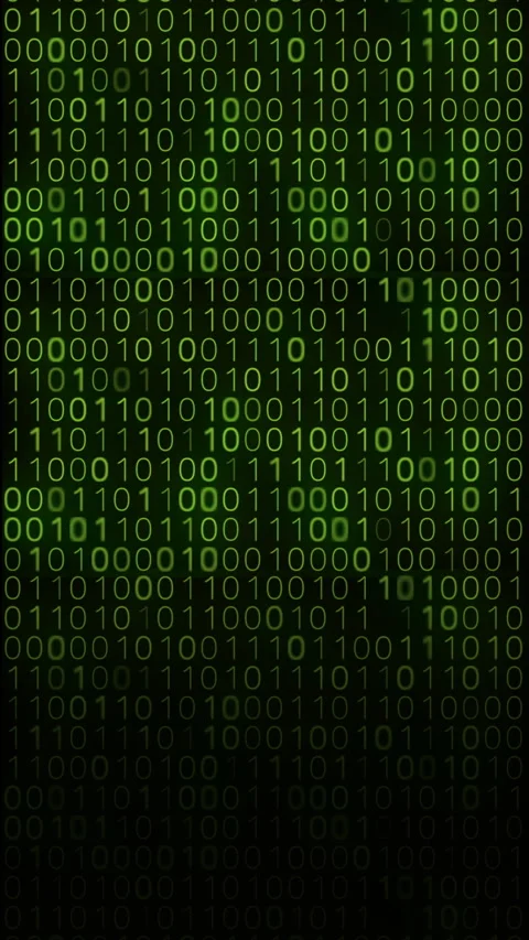 Bright glowing green neon tech motion background with binary code numbers Stock Footage 278809447