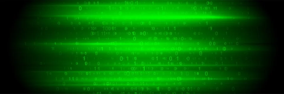 Bright glowing green tech background with binary code numbers イラスト素材