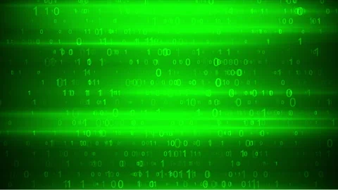 Bright glowing green tech motion background with binary code numbers Video stock 284615014