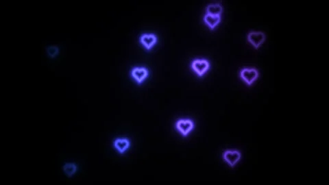 Bright glowing hearts appear in the dark background Stock Footage 338203969