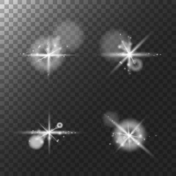 Bright, glowing light effects with transparent backgrounds, perfect for magical Stock Illustration