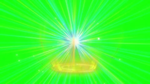 Bright glowing light rays and circular energy rings expanding outwards in a fast 스톡 동영상 335675716