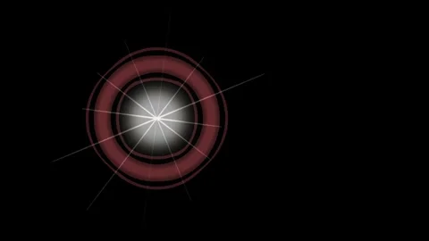 Bright glowing light with red rings and starburst effect. 2d animation Stock Footage 344092034