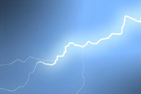 Bright glowing lightning on a dark background 3d illustration Illustrazione stock