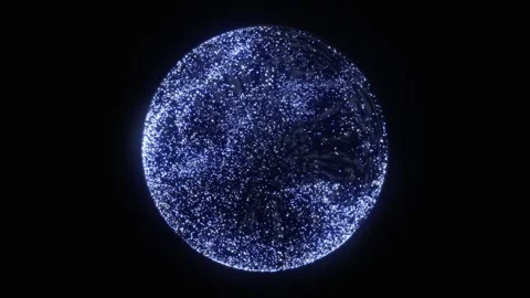 Bright glowing magic 3d sphere. Animated snow globe of glowing particles Stock Footage 256609183
