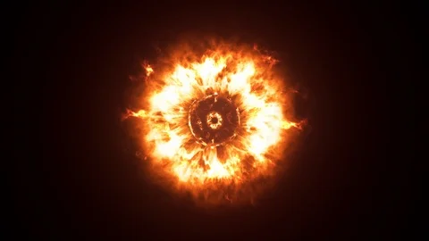 Bright glowing multiple fire explosions. Set of 6 Flame Shockwave effect Stock Footage 124018819