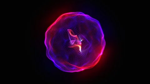 Bright glowing neon 3d sphere seamless motion. Abstract technology, science Stock Footage 307866375