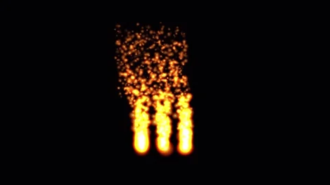 Bright glowing orange and yellow fiery sparks and vertical flame streams ri.. Stock Footage 343506659