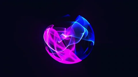 Bright glowing rotating particle 3d sphere in the Universe Stock Footage 239407213