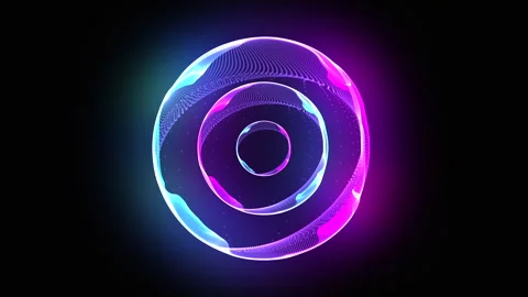 Bright glowing rotating particle 3d sphere in the Universe. Abstract technology Stock Footage 254261353
