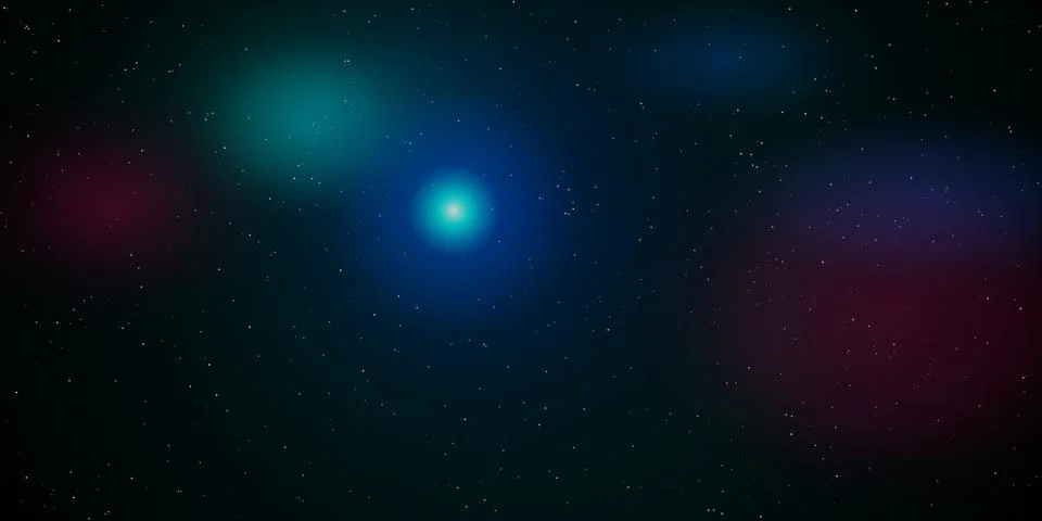 Bright glowing star in deep dark space with colorful nebula Stock Illustration