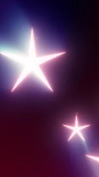 Bright glowing stars with soft light rays against a deep purple background, e Stock Illustration