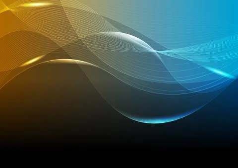 Bright glowing tech curved waves background Illustrazione stock