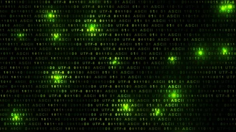 Bright glowing tech motion background with binary code matrix digital numbers Video stock 341668219