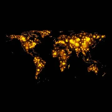 Bright glowing vector map on night Bright glowing abstract map on night. V... Stock Photos