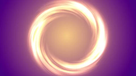 A bright glowing yellow ring on a gradient purple background with a free space Stock Footage 258672725
