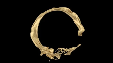 Bright gold flowing in circle counterclockwise - on black, + alpha (FULL HD) Video stock 76156636