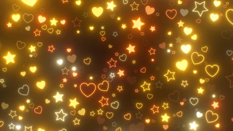 Bright Gold Glow Bed Time Neon Hearts And Stars Flashing Night Lights Stock Footage 309378164