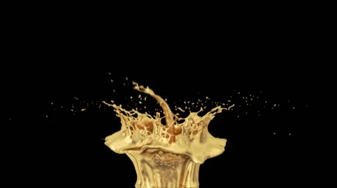 Bright gold splash in slow motion, isolated on white (FULL HD) Video stock 42052121