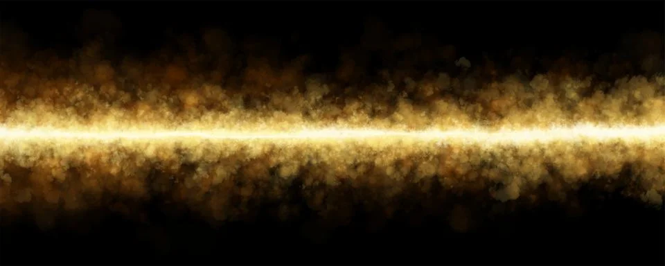 Bright golden dust explosion with dramatic glowing cloud and dense particle.. Stock Illustration