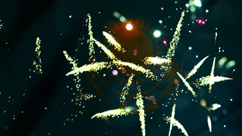 Bright golden festive fireworks exploding in the night sky during a nationa.. Stock Footage 343690690