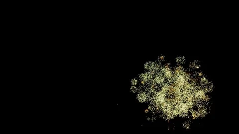 Bright golden fireworks exploding against the dark night sky Video stock 329675937