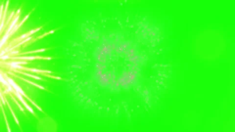 Bright Golden Fireworks Exploding Against A Solid Green Screen Background For Stock Footage 338325951