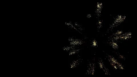 Bright golden fireworks exploding in the dark night sky Stock Footage 329676175